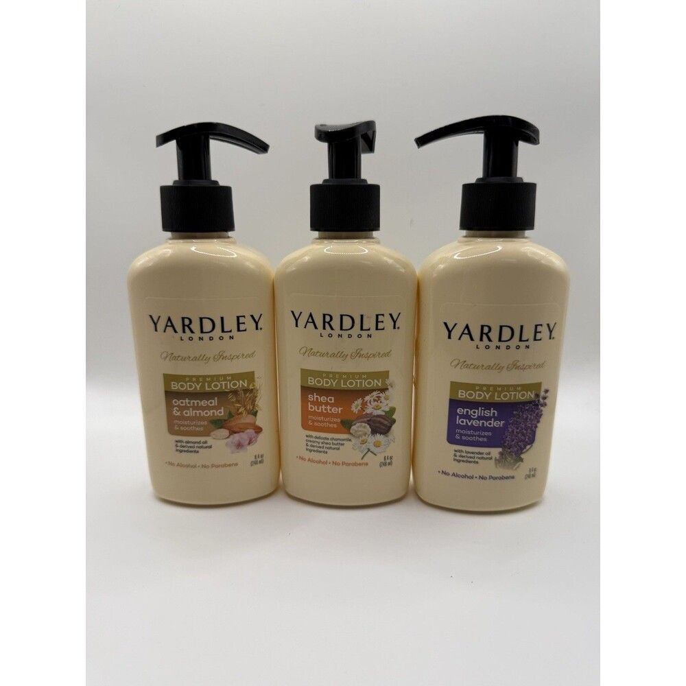 Yardley London Body Lotion Lot of 3 Lavender Shea Butter Oatmeal Almond 13.5oz
